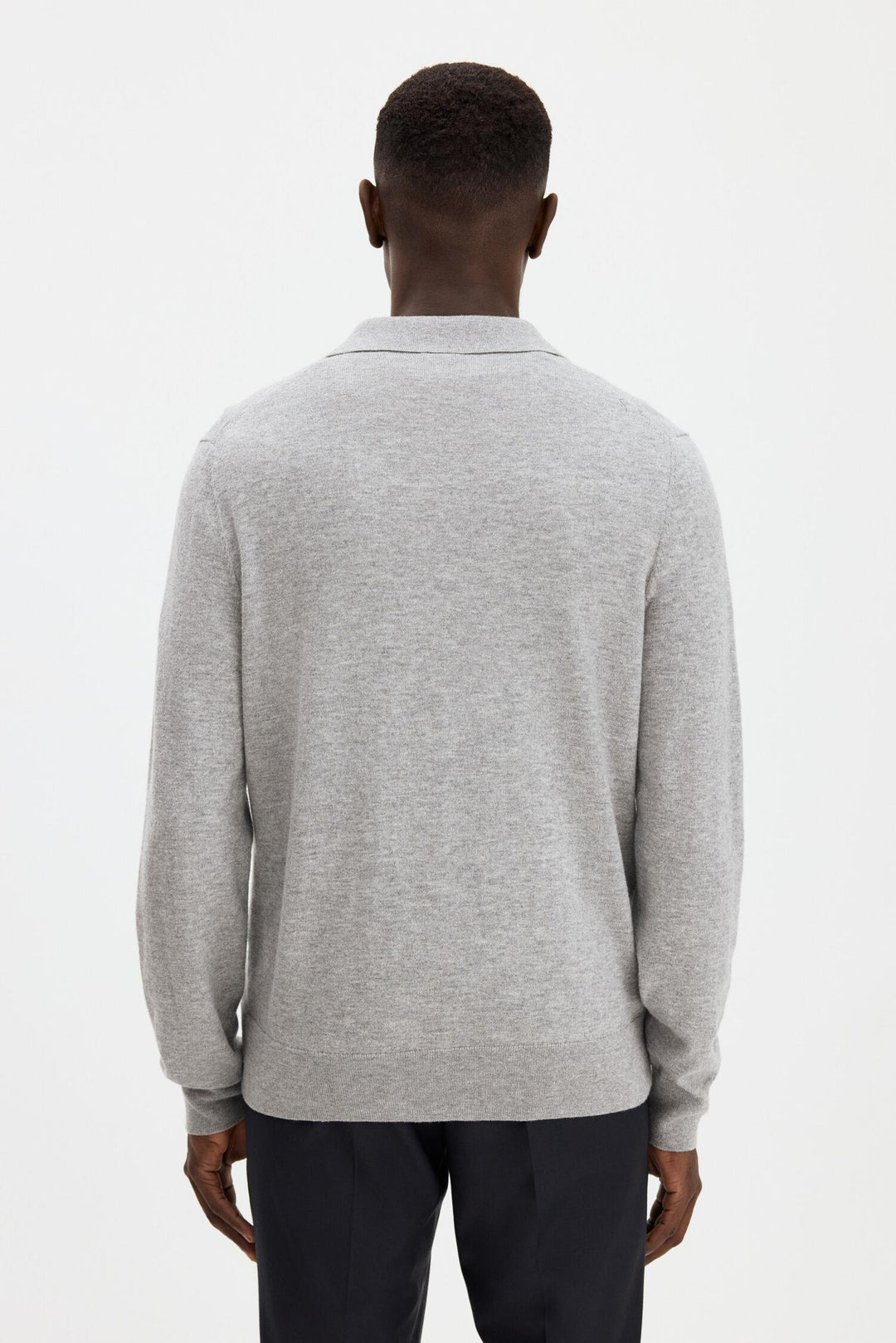 knitted polo shirt  Light Grey Melange