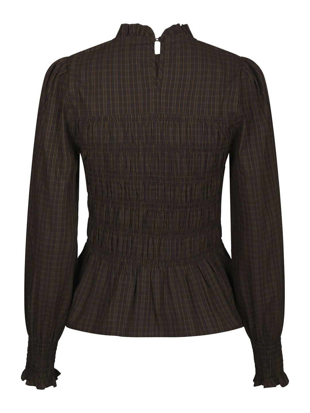 Possa Big Check Blouse Brown Check