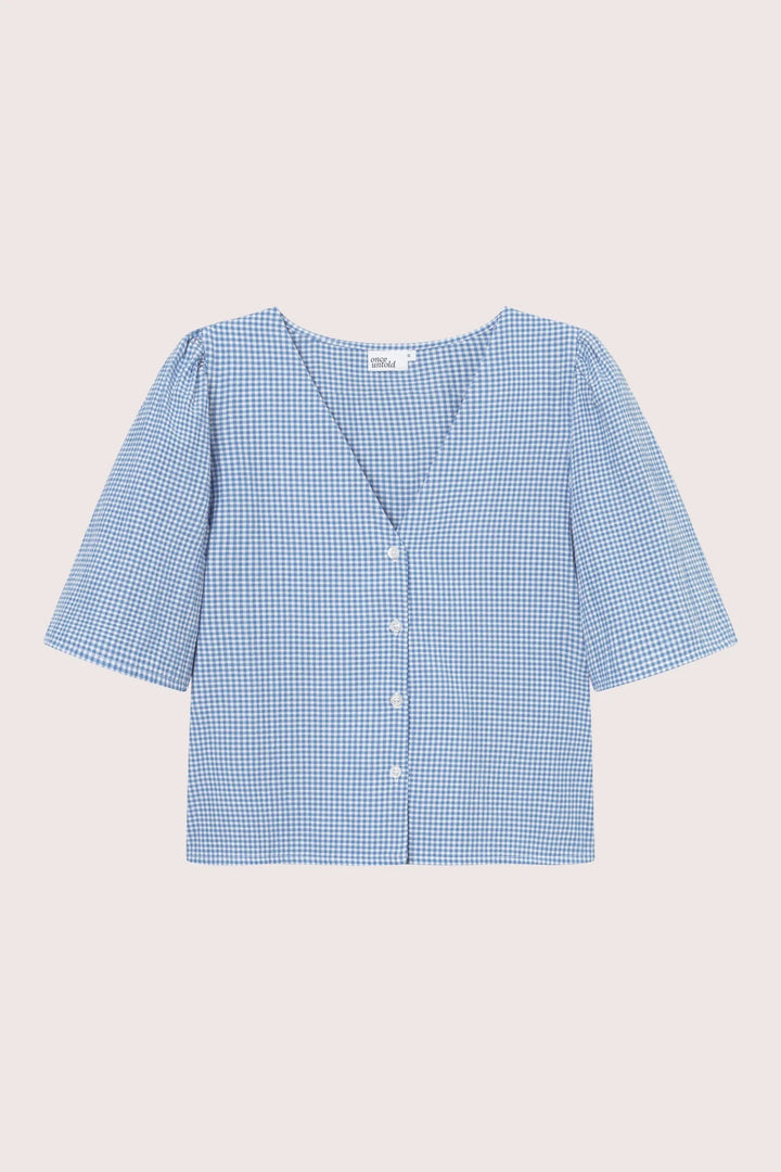 Indiana Button Shirt  Blue Checked