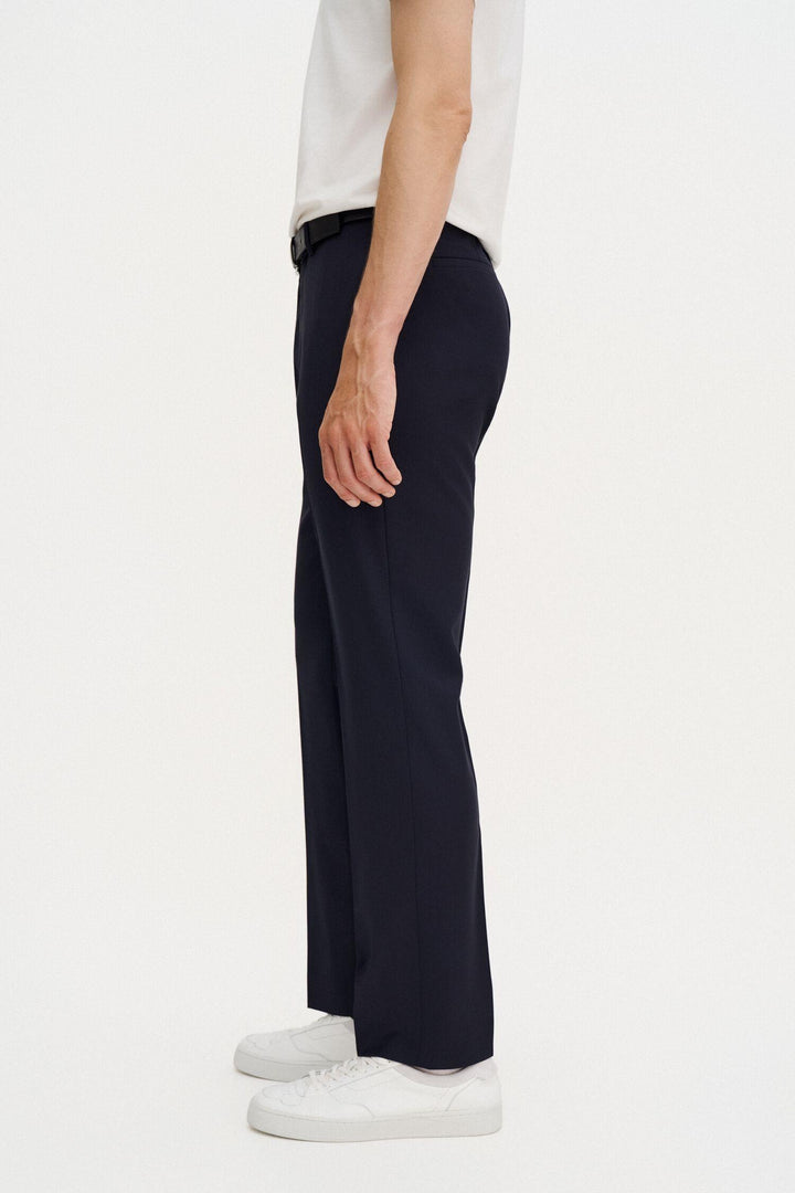 slim tapered wool trousers  Dark Navy