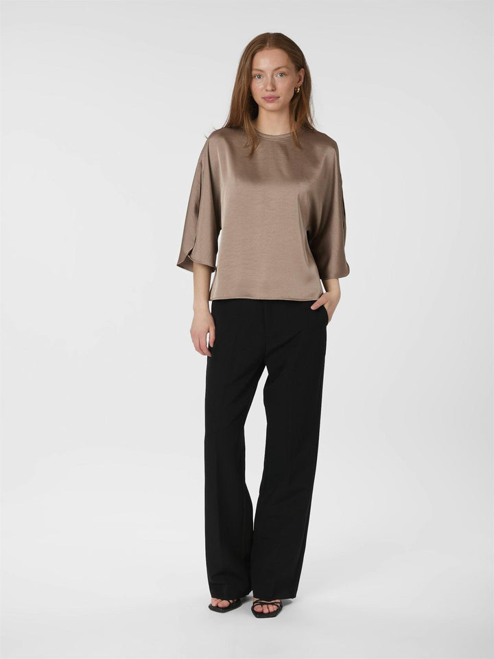 Liora Heavy Sateen Blouse  Dark Taupe