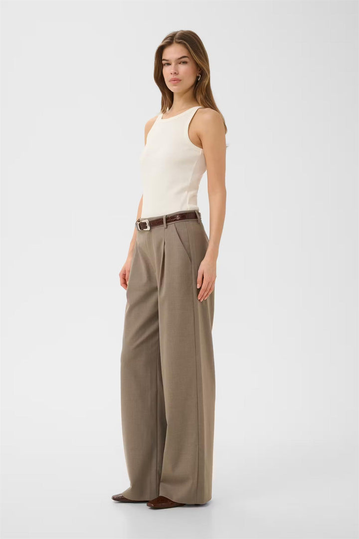 GZPAULA MW WIDE PANTS  Dark Timberwolf Melange