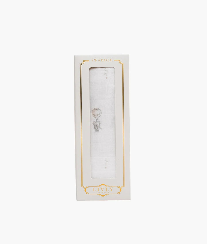 Flying Elephants Swaddle White