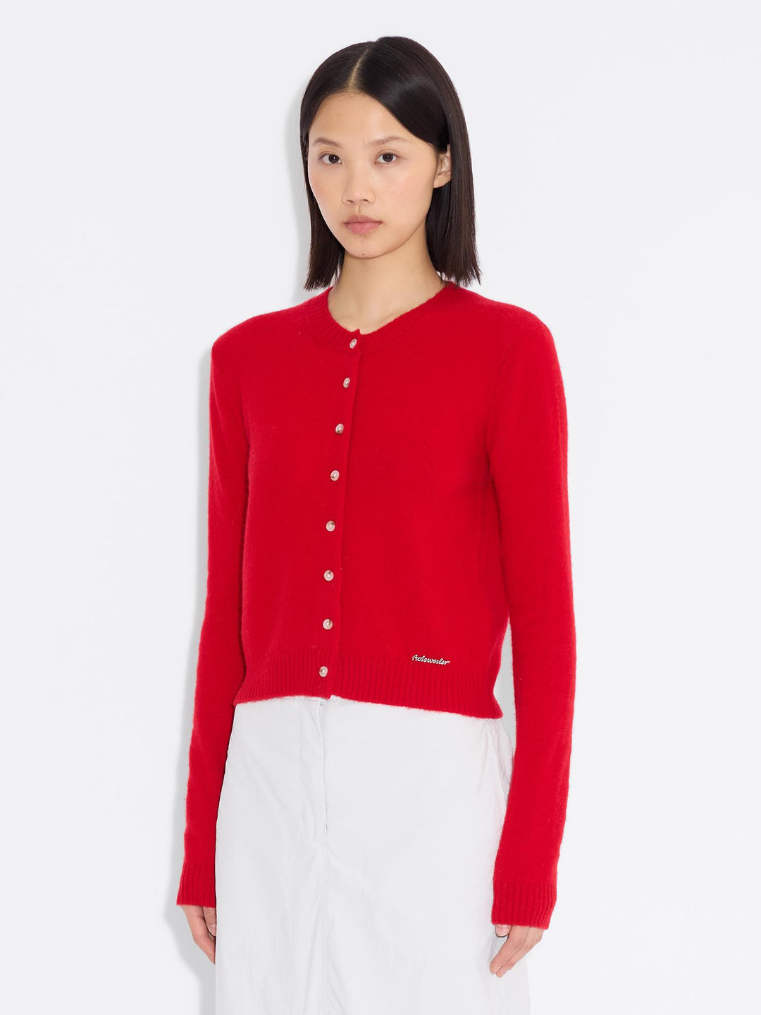 W. Cashmere Cardigan  Red