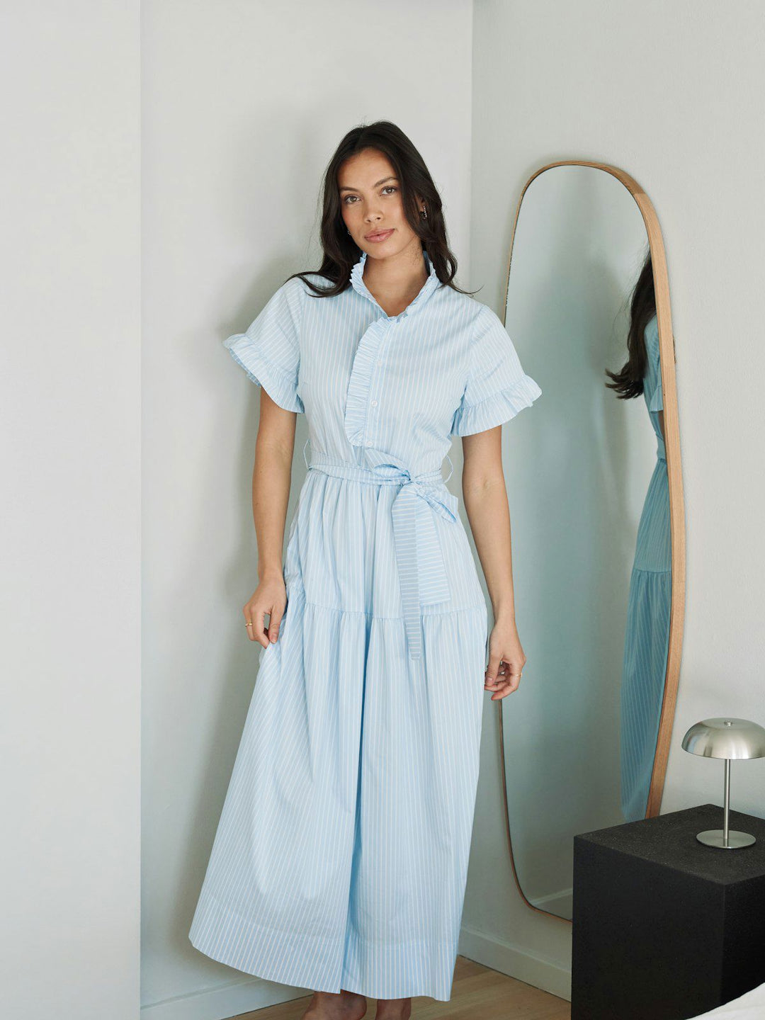 Nellie Soft Stripe Dress  Light Blue