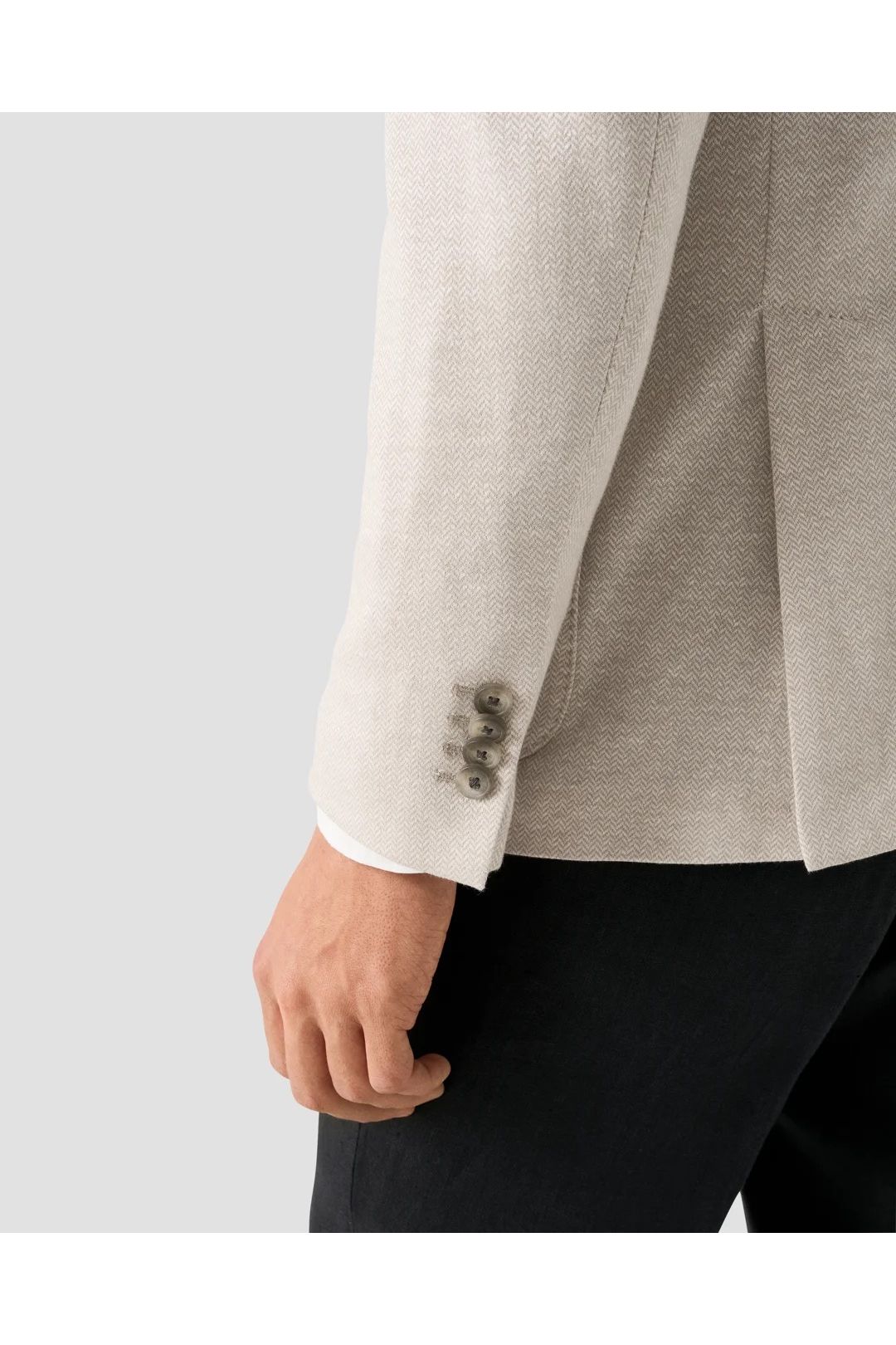 Herringbone Linen Jersey Soft Jacket  Beige