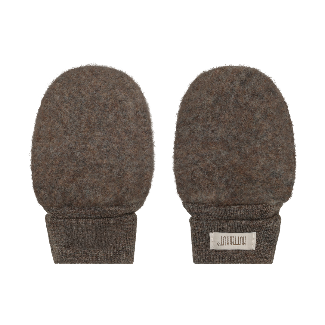 Mittens Wool Fleece  Brown Melange
