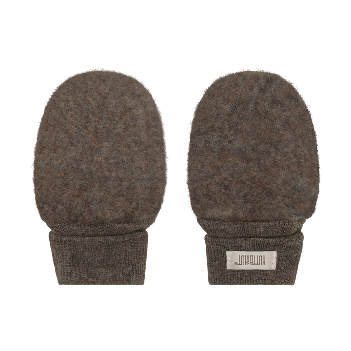 Mittens Wool Fleece  Brown Melange