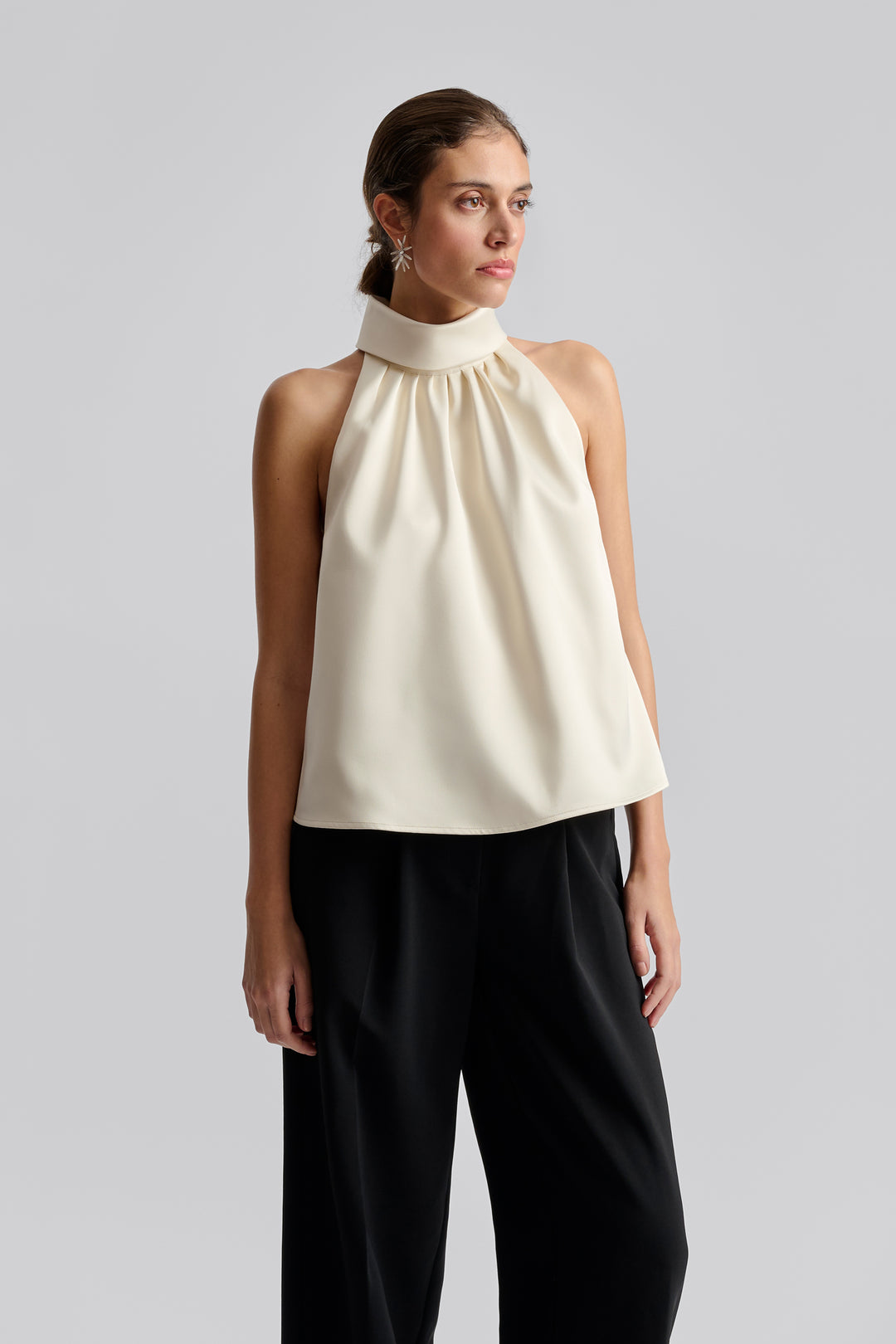 Minea satin halterneck top  Vanilla