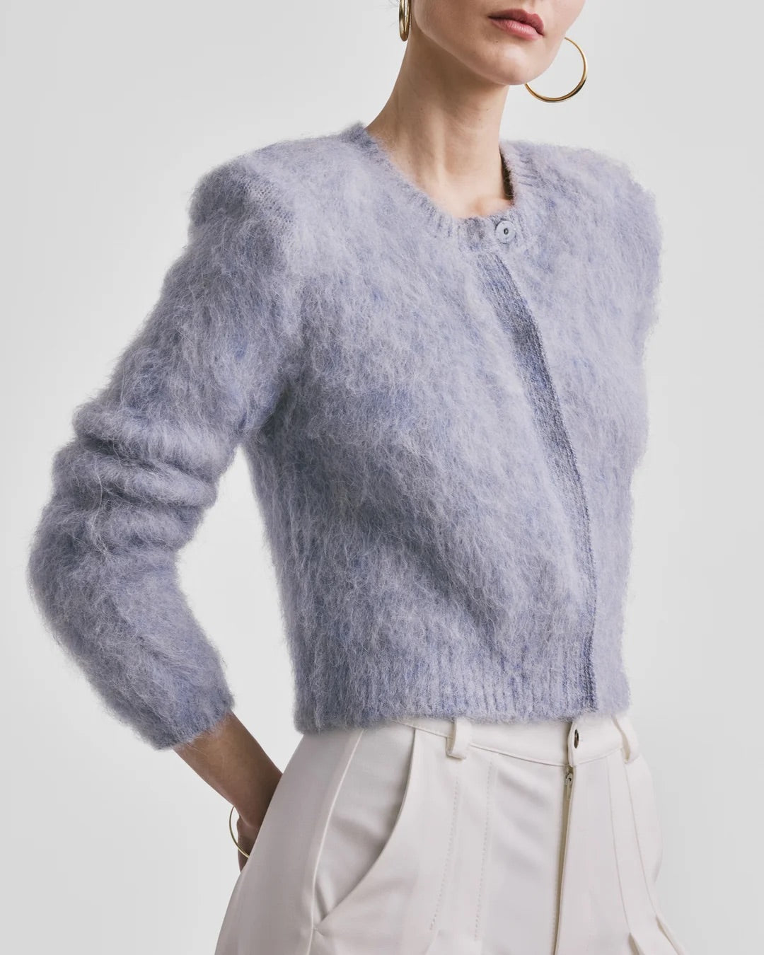 Hairy Knit Jacket  Sky Blue