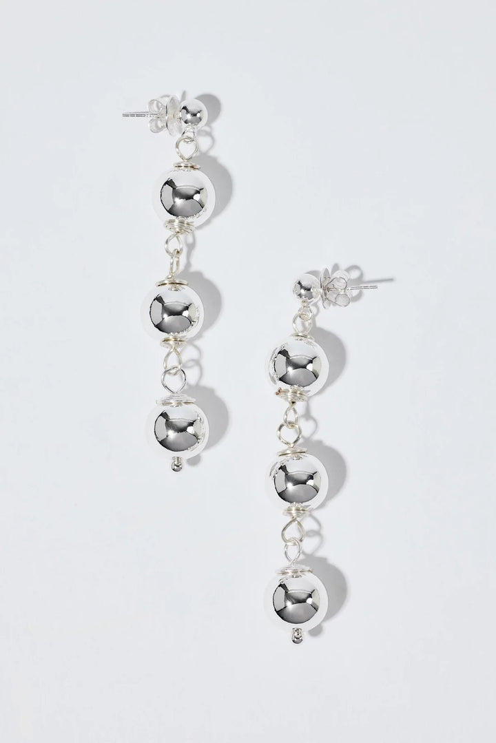 Tiny Trio Sphere Earrings  Silver