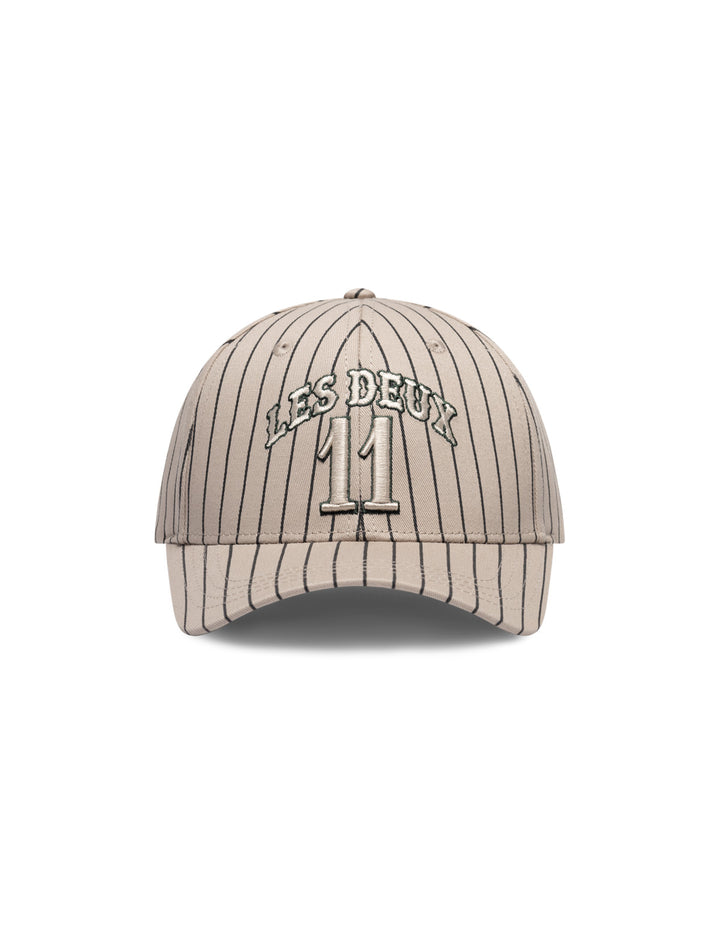 Blake W Pinstripe Baseball Cap  Dark Sand