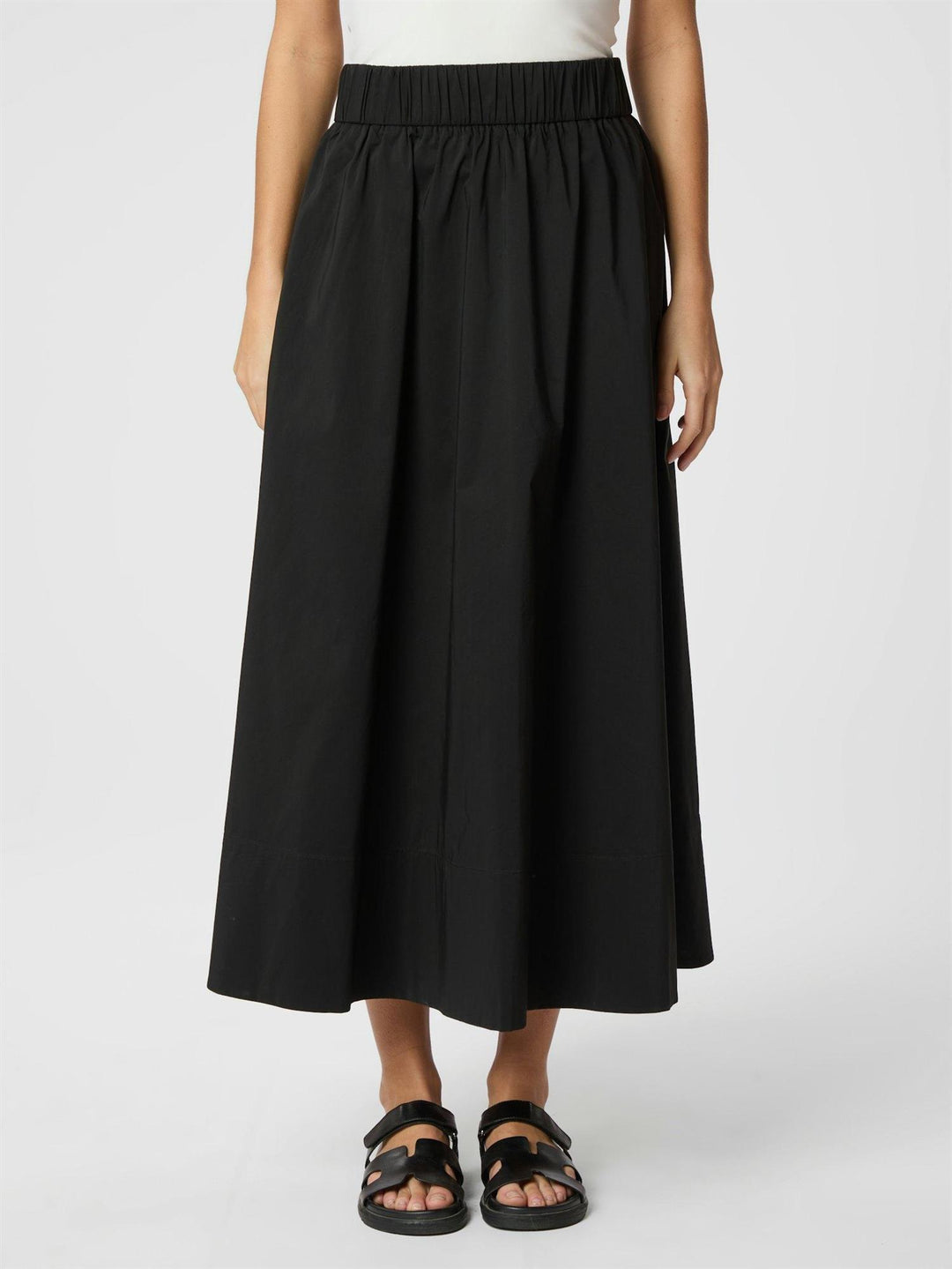 Yara Long Poplin Skirt  Black