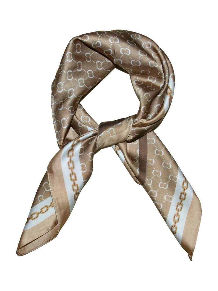 Skjerf småmønstert 70x70  Beige