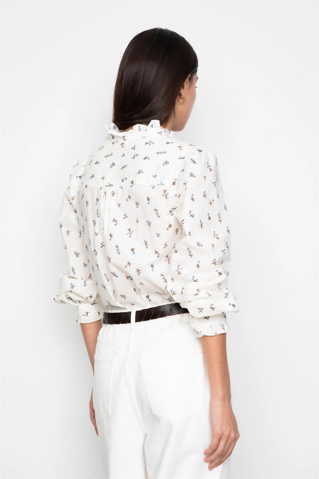 Emily Blouse  White Anemone Print