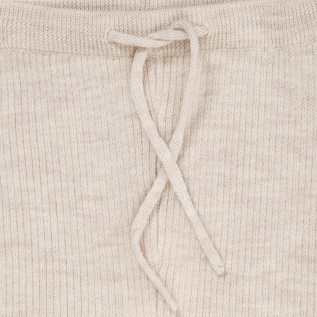 MERINO CLASSIC RIB LEGGINGS W. DRAWSTRINGS  Pale Cream Melange