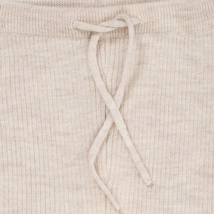 MERINO CLASSIC RIB LEGGINGS W. DRAWSTRINGS  Pale Cream Melange