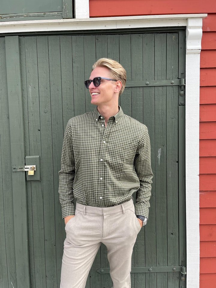 Konrad Check Flannel Shirt  Light Sand