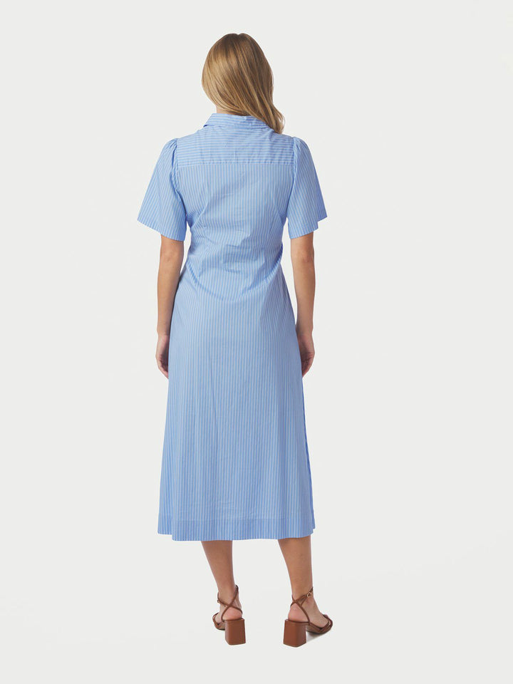 Baia Stripe Poplin Dress  Light Blue
