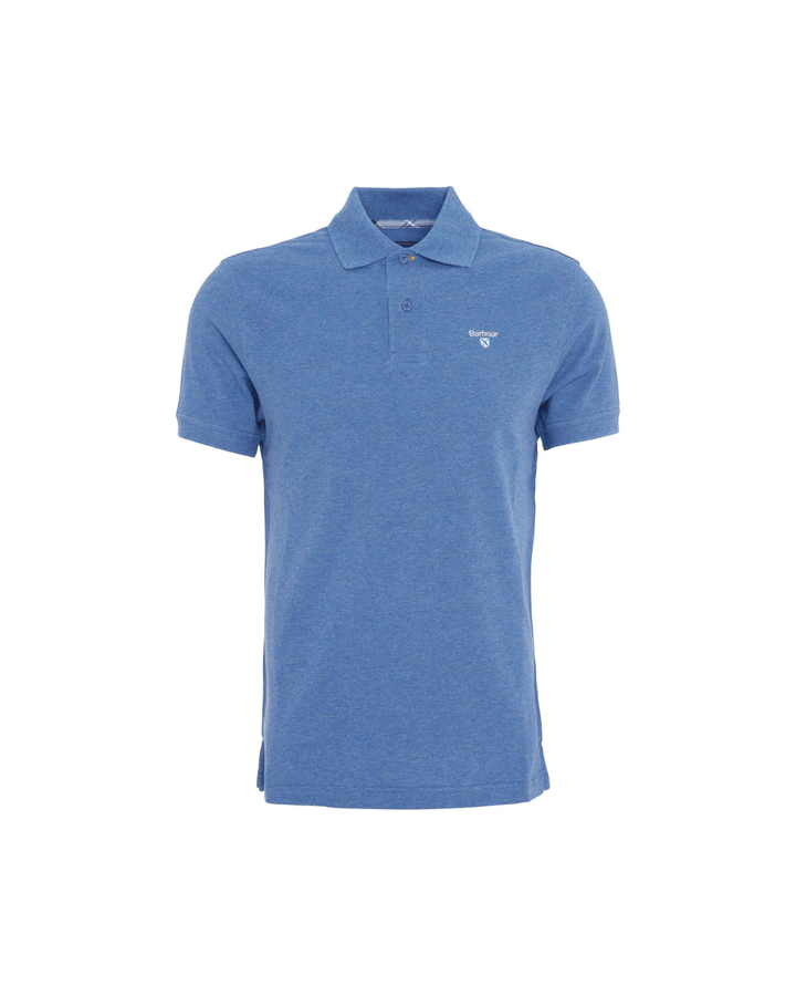 Tartan pique polo shirt  Dk Chambray