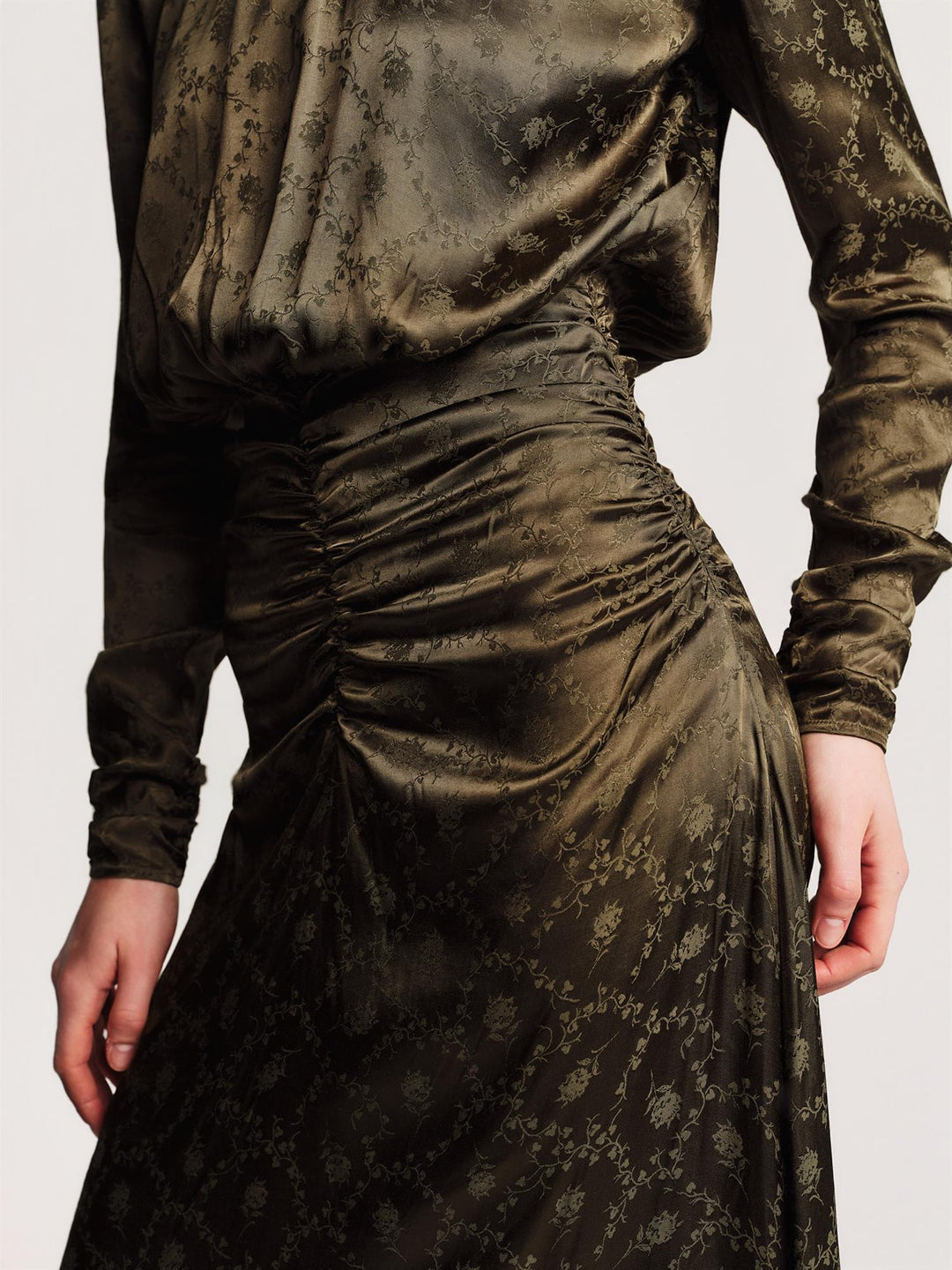 Jacquard Rouching Dress Forest