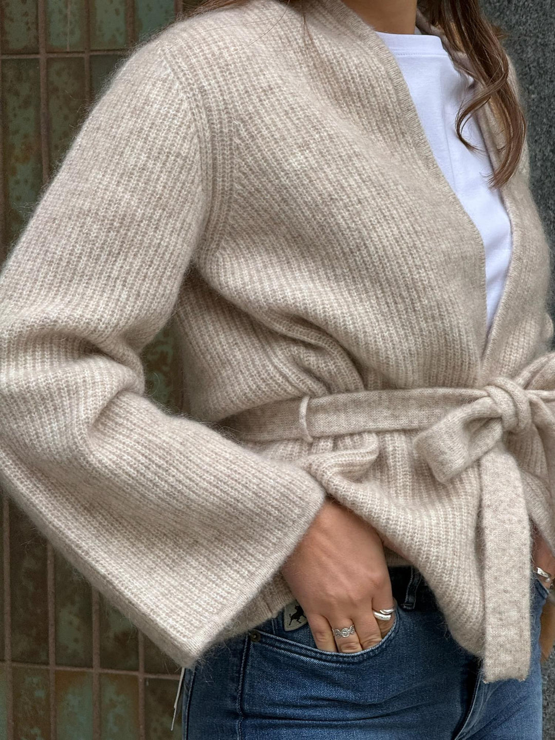 Lila Mohair Cardigan  Wheat