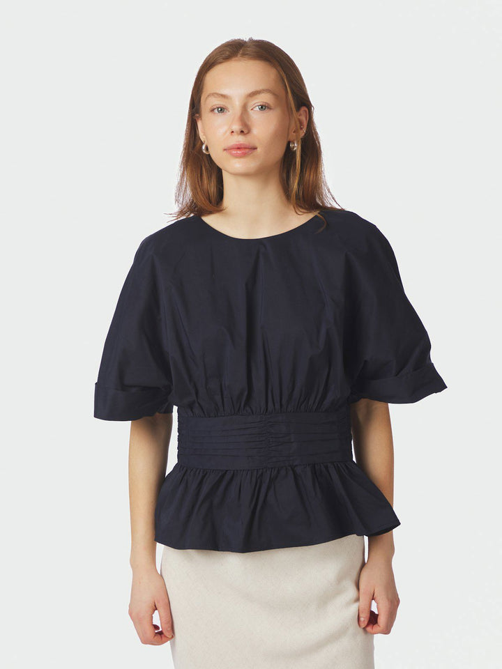 Annegret Poplin Blouse  Navy