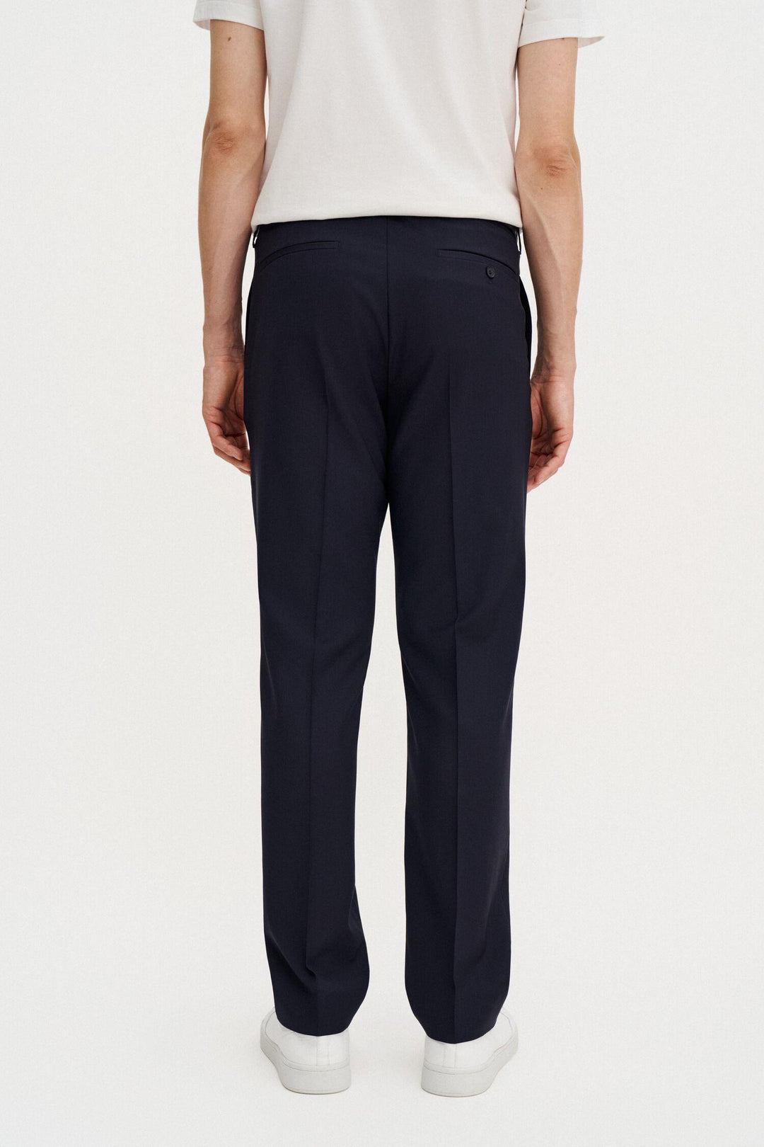 slim tapered wool trousers  Dark Navy