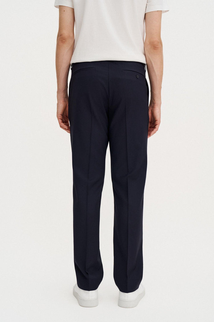 slim tapered wool trousers  Dark Navy