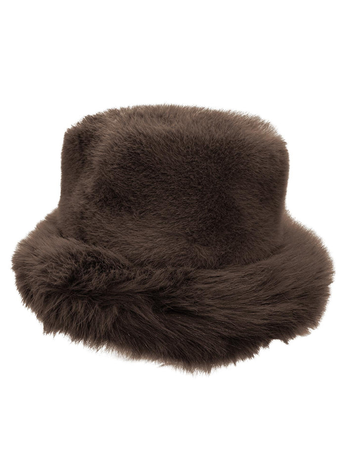 Bøttehatt m/fuskepels  Brun