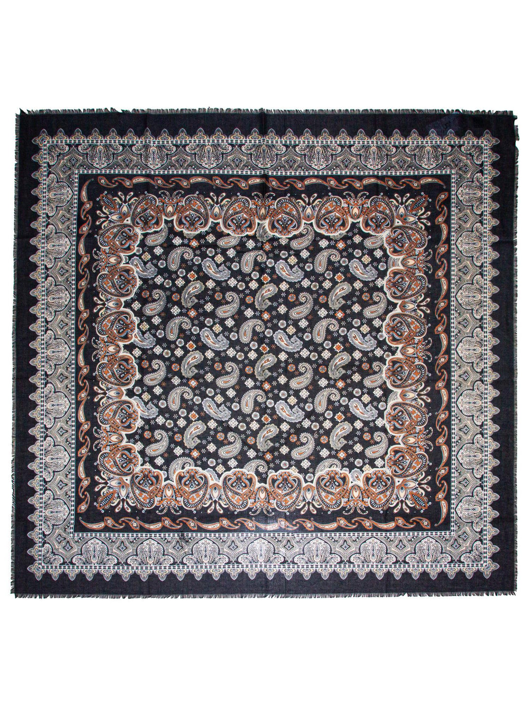 Skjerf Paisley 130x130 Sort Sort