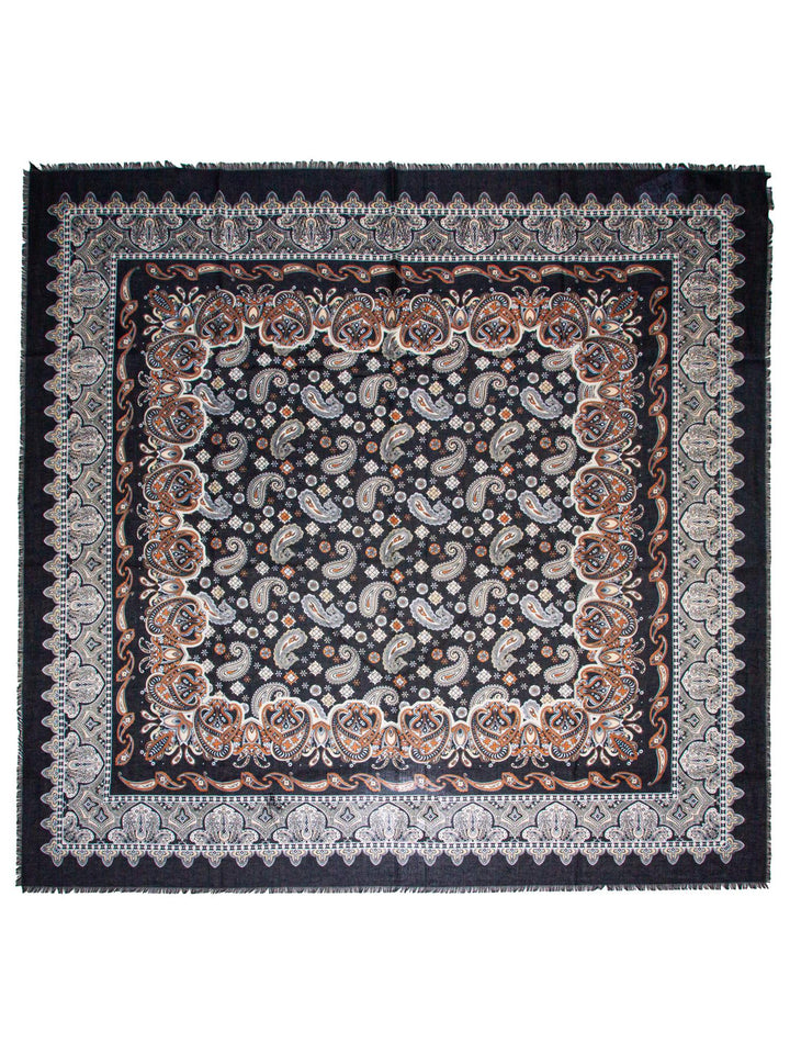 Skjerf Paisley 130x130 Sort Sort