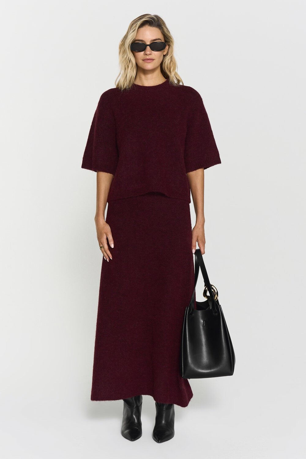 Madina Short Sleeve Knit  Burgundy
