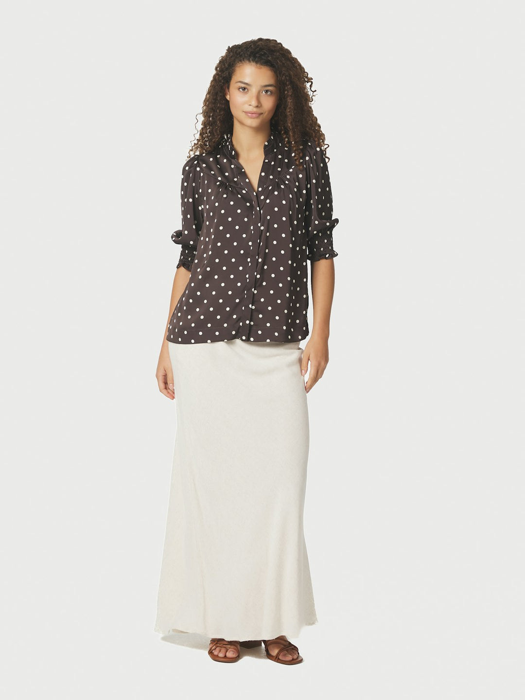 Diana Dot Blouse  Dark Brown