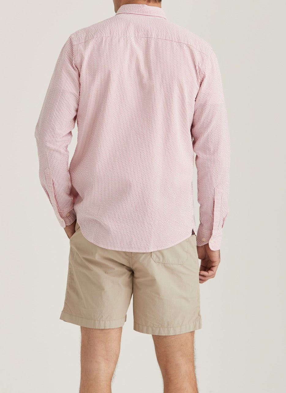 Morris Seersucker Shirt - Slim Fit  Cerise
