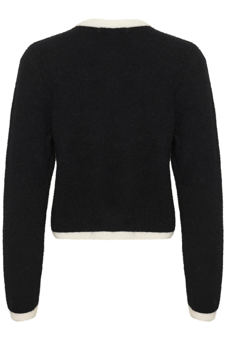 GZALPHA LS CONTRAST CARDIGAN  Ivory/Black Comb