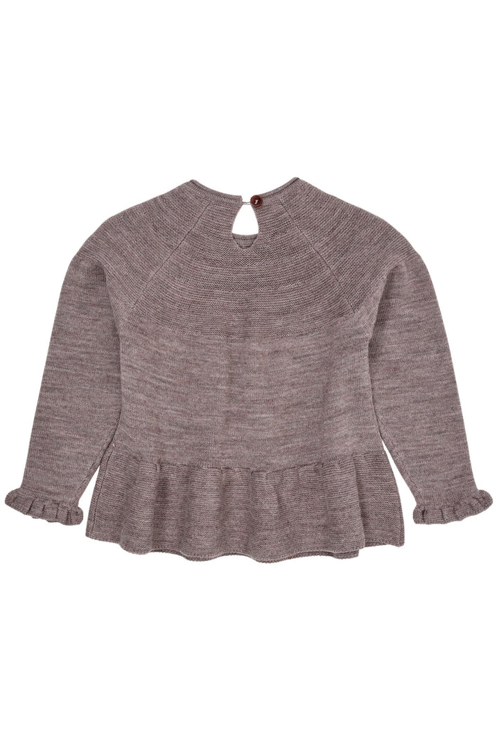 MERINO KNIT BLOUSE WITH FRILL  Natural Melange