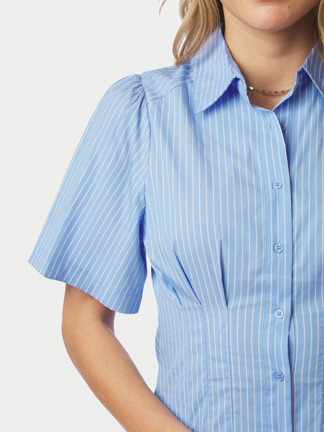 Baia Stripe Poplin Dress  Light Blue