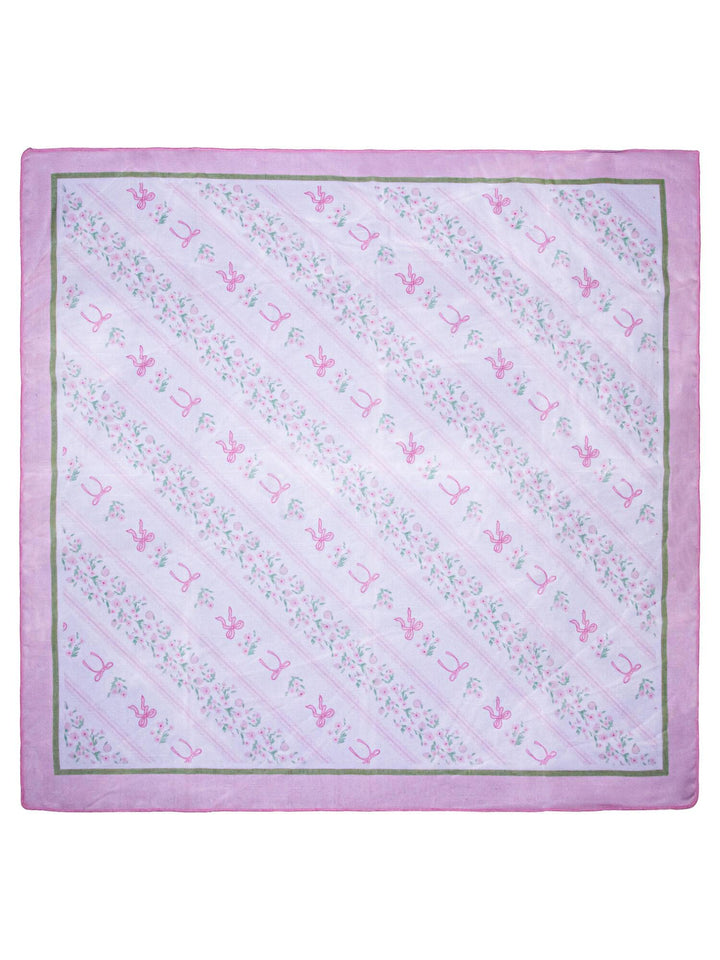Skjerf m/sløyfer 58x58  Rosa