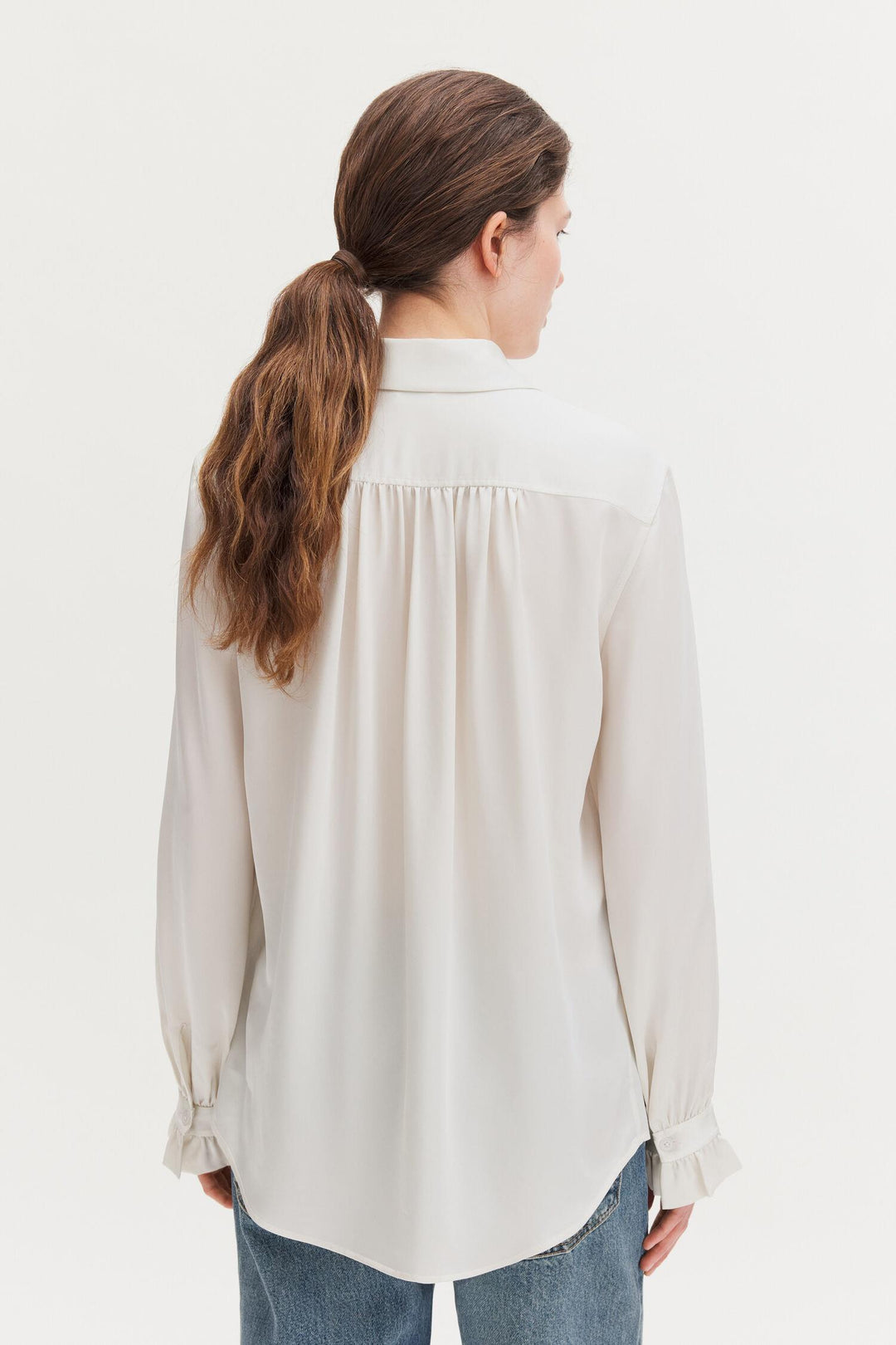 gathered detail blouse Ivory