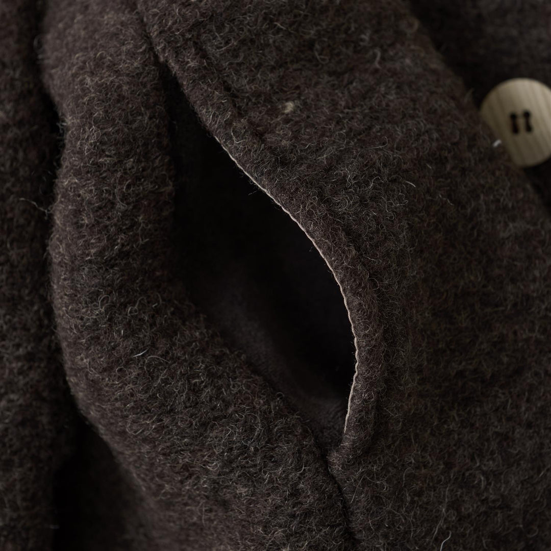 Coat Hood Wool w. Lining  Dark Brown Melange