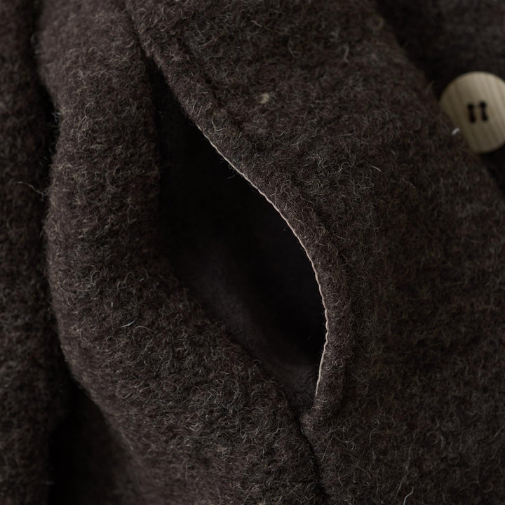 Coat Hood Wool w. Lining  Dark Brown Melange
