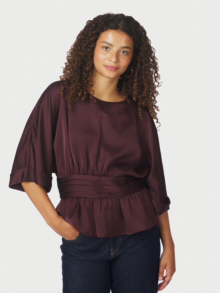 Annegret Heavy Sateen Blouse  Burgundy