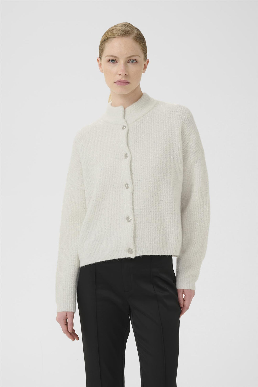 Gzalpha Shimmer Cardigan  Ivory With Lurex