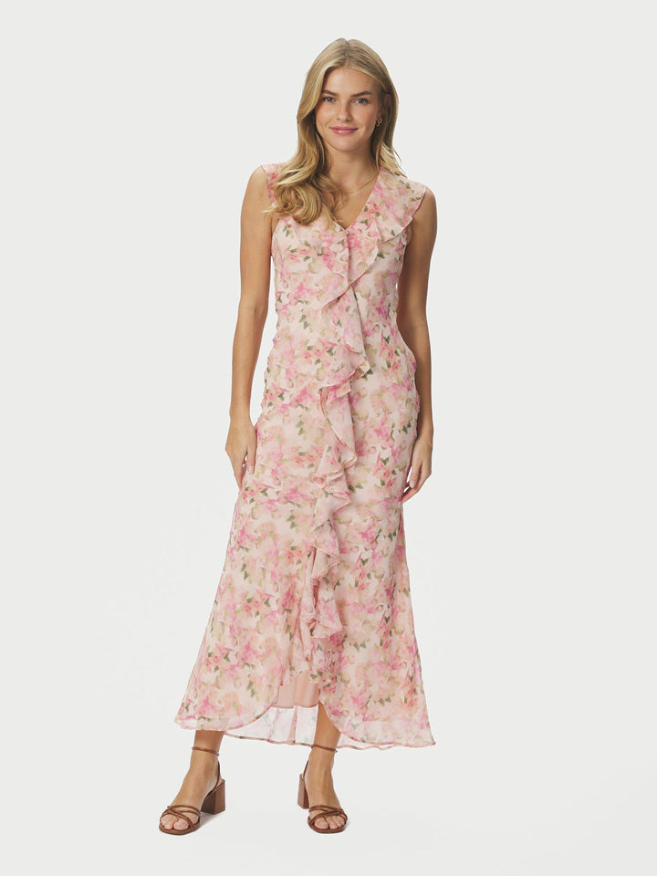 Zella Chiffon Print Dress  Dusty Pink