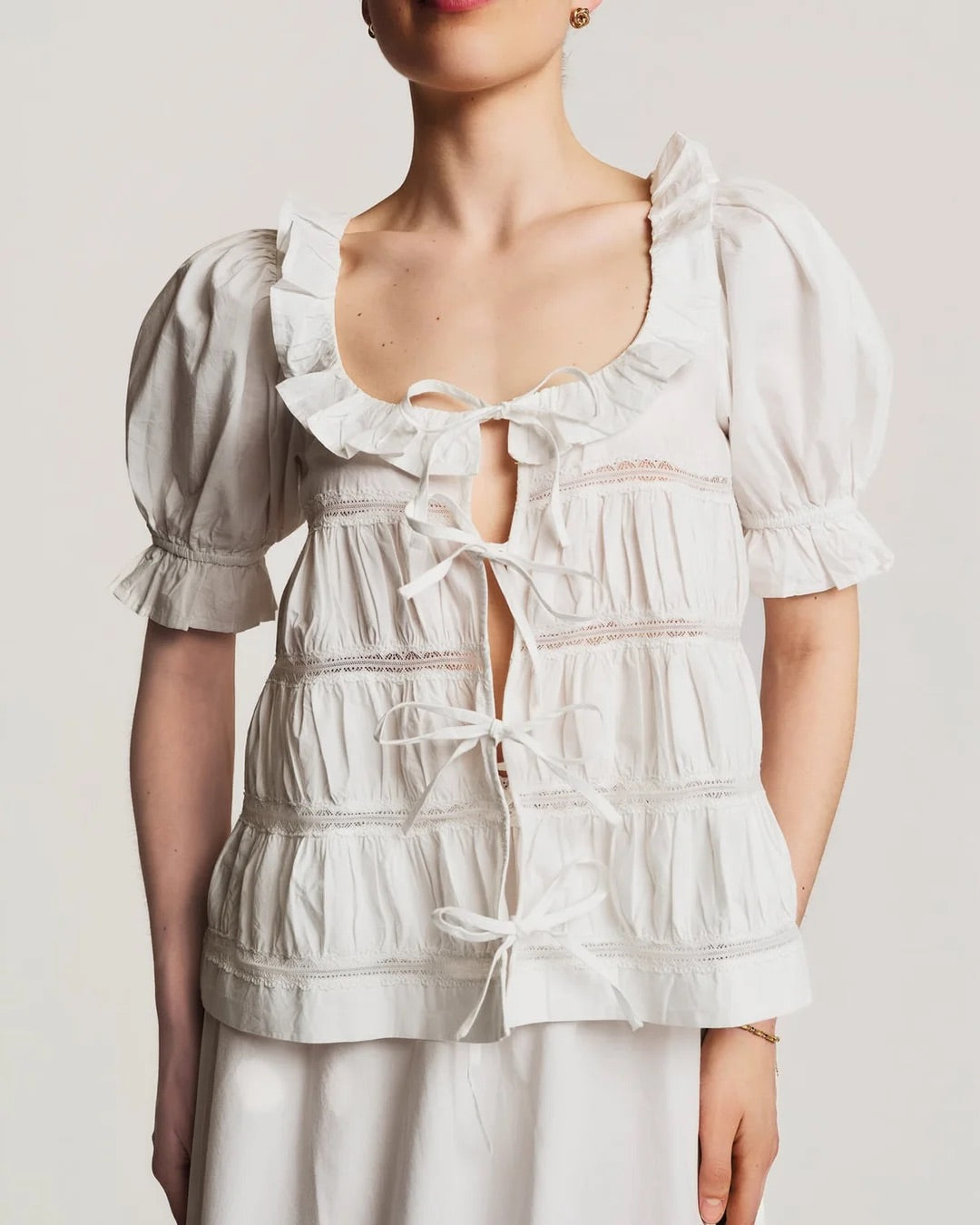 Poplin bow blouse  White