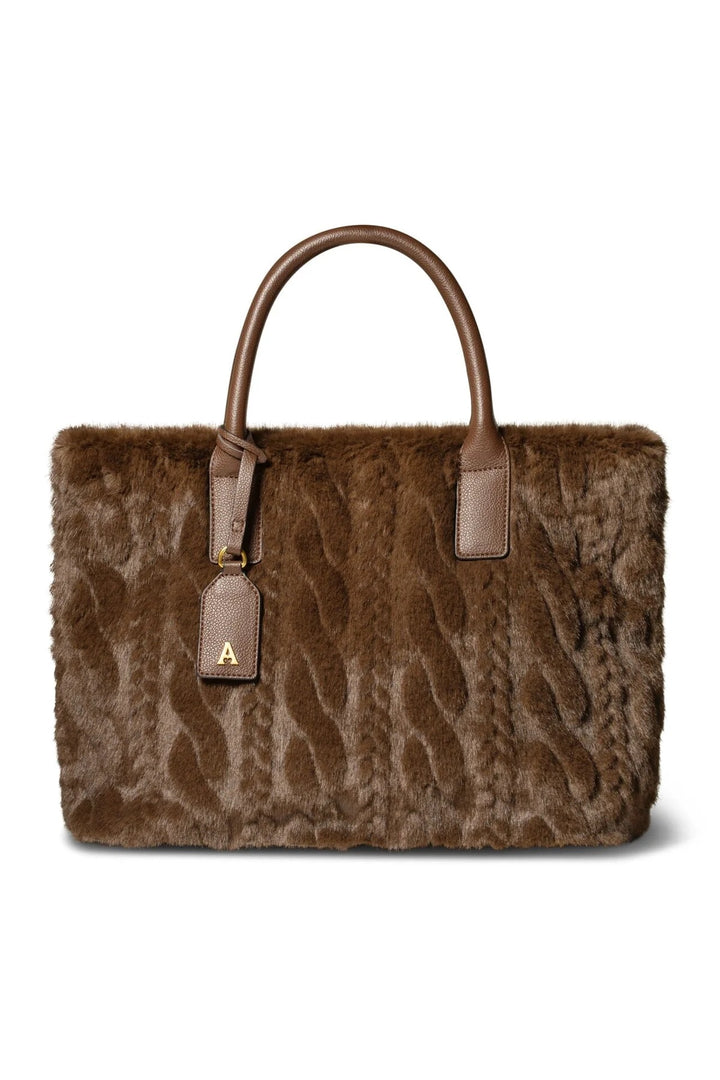 Aspen Plush Tote  Dk Brown