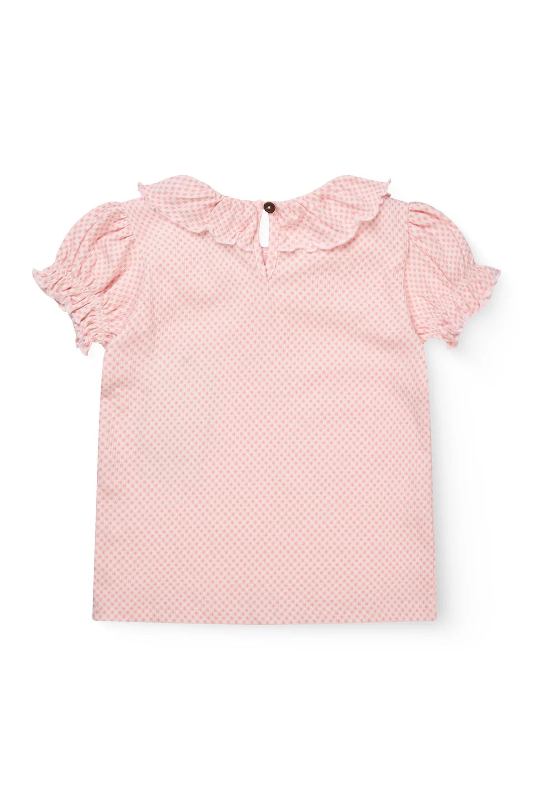 CREPE TEE W. FRILL COLLAR  Pink Comb.