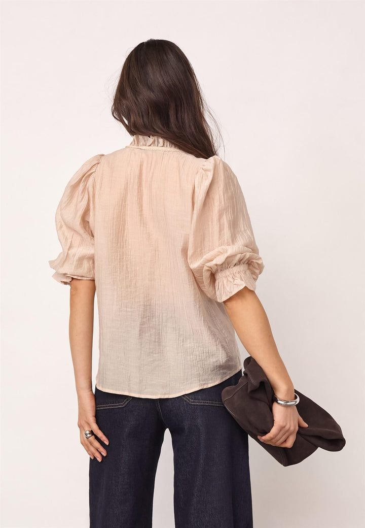 AviCC Lace SS V-Blouse  Mink