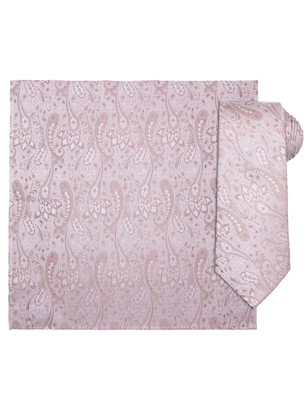 Santi silkeslips+lommetørkle paisley Beige